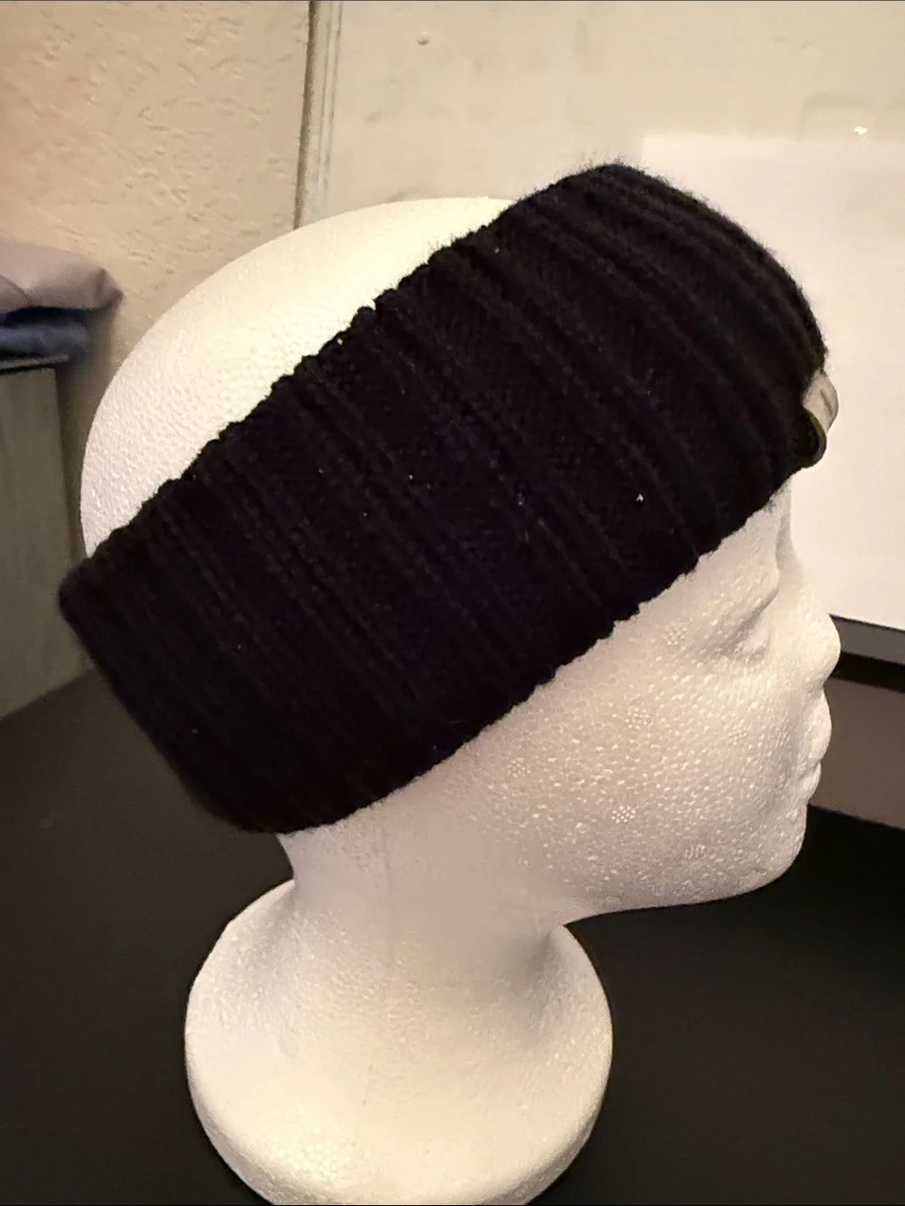 adidas Black Ribbed Knit Cuffed Beanie with Logo Patch